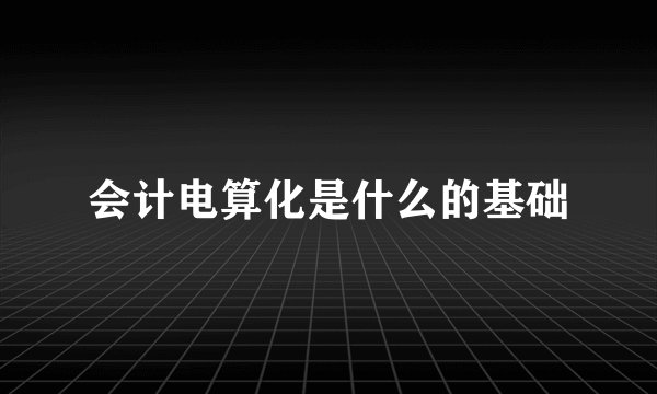 会计电算化是什么的基础