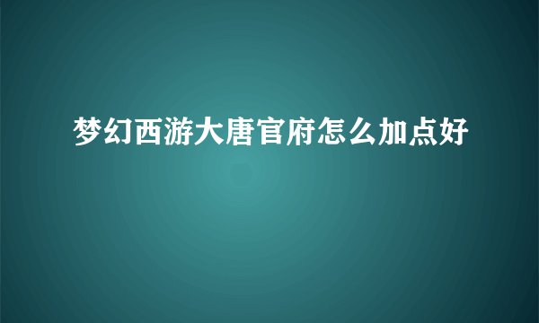 梦幻西游大唐官府怎么加点好