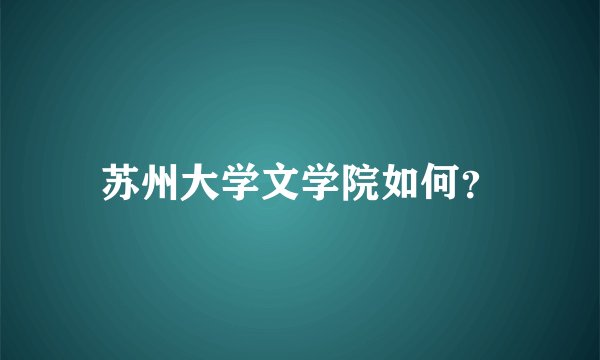 苏州大学文学院如何？