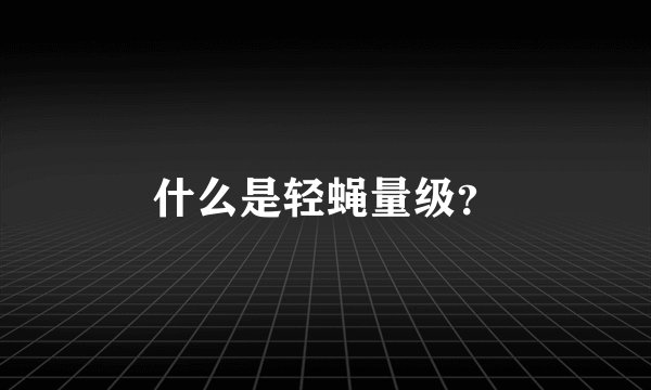 什么是轻蝇量级？