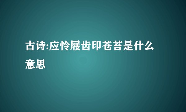 古诗:应怜屐齿印苍苔是什么意思
