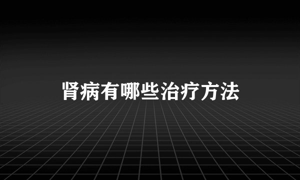 肾病有哪些治疗方法