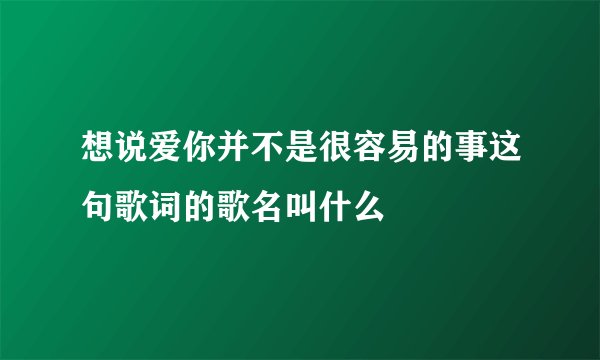 想说爱你并不是很容易的事这句歌词的歌名叫什么