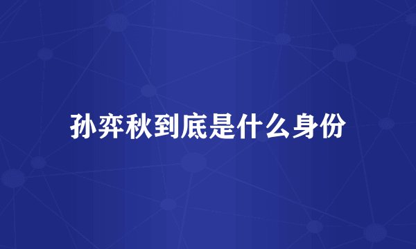 孙弈秋到底是什么身份