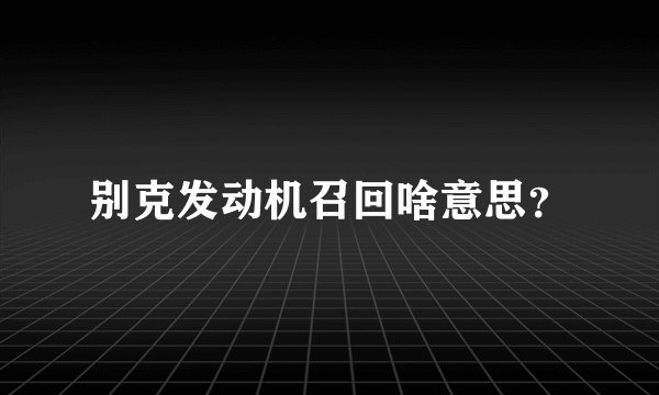别克发动机召回啥意思？
