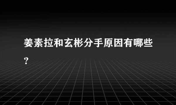 姜素拉和玄彬分手原因有哪些？
