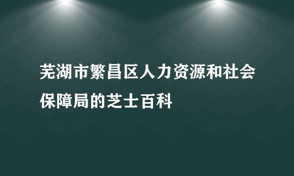 芜湖市繁昌区人力资源和社会保障局的芝士百科