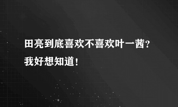 田亮到底喜欢不喜欢叶一茜？我好想知道！