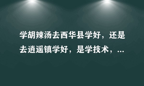 学胡辣汤去西华县学好，还是去逍遥镇学好，是学技术，还是加盟呢，请给点意见，谢谢