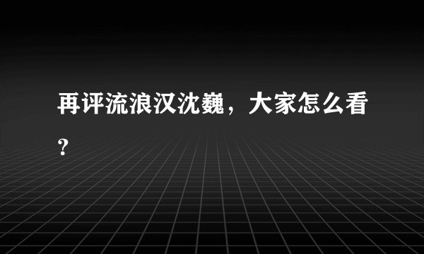 再评流浪汉沈巍，大家怎么看？