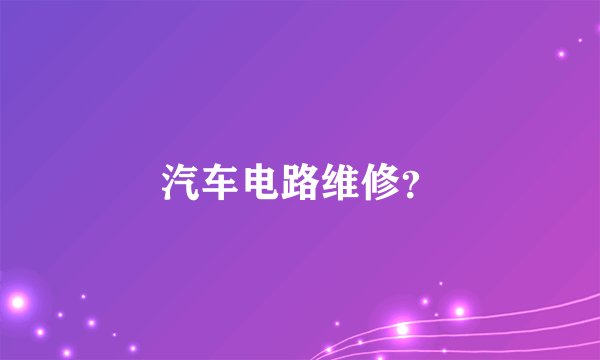 汽车电路维修？