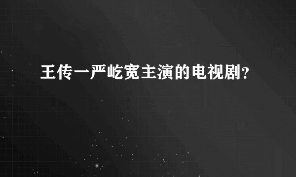 王传一严屹宽主演的电视剧？