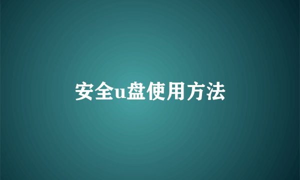 安全u盘使用方法