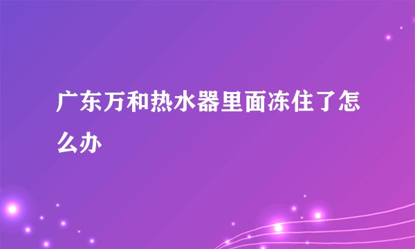 广东万和热水器里面冻住了怎么办