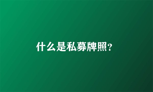 什么是私募牌照？