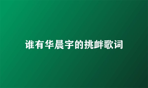 谁有华晨宇的挑衅歌词