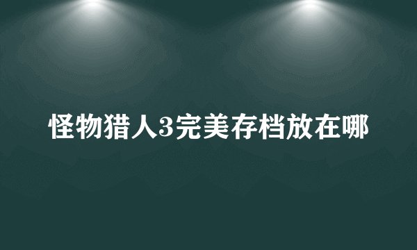 怪物猎人3完美存档放在哪