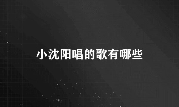 小沈阳唱的歌有哪些