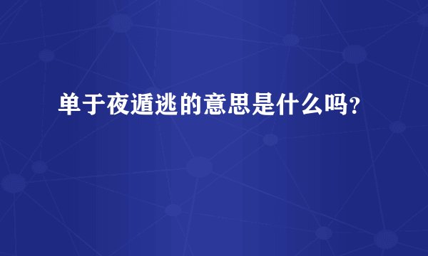 单于夜遁逃的意思是什么吗？
