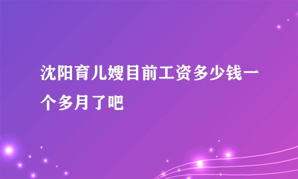 沈阳育儿嫂目前工资多少钱一个多月了吧