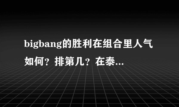bigbang的胜利在组合里人气如何？排第几？在泰国日本韩国分别是怎样的？