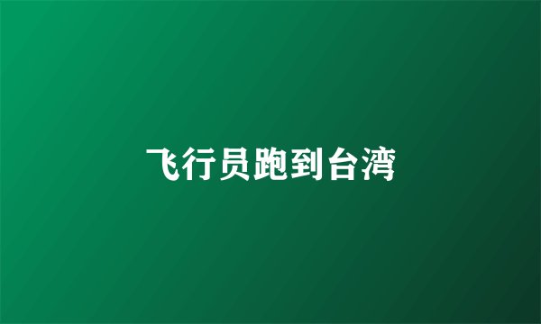 飞行员跑到台湾