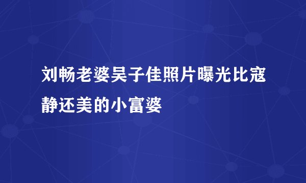 刘畅老婆吴子佳照片曝光比寇静还美的小富婆