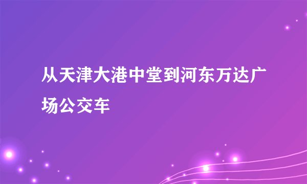 从天津大港中堂到河东万达广场公交车