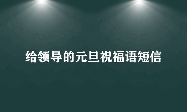 给领导的元旦祝福语短信