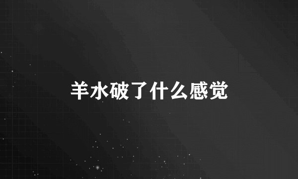 羊水破了什么感觉