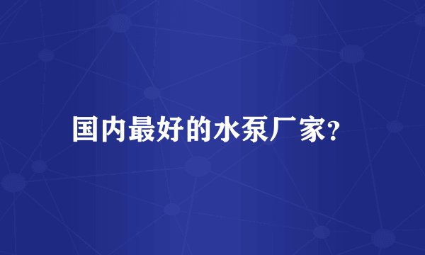 国内最好的水泵厂家?