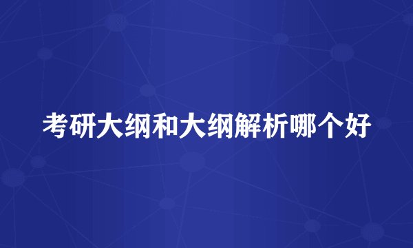 考研大纲和大纲解析哪个好
