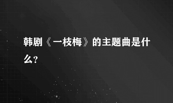 韩剧《一枝梅》的主题曲是什么?