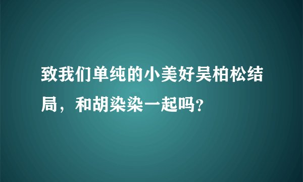 致我们单纯的小美好吴柏松结局，和胡染染一起吗？