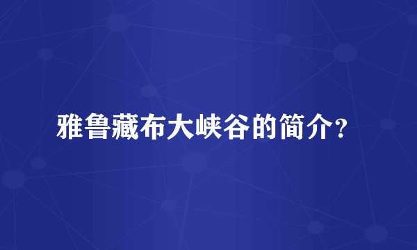 雅鲁藏布大峡谷的简介？