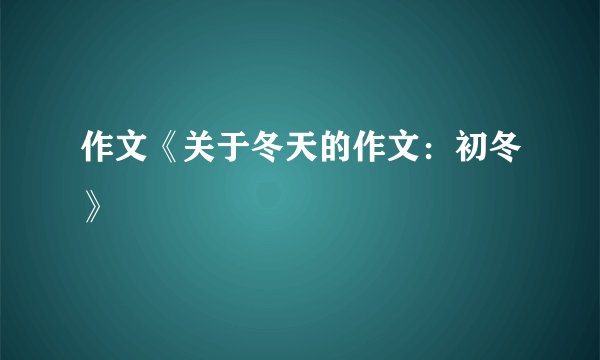 作文《关于冬天的作文：初冬》