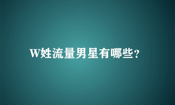 W姓流量男星有哪些？