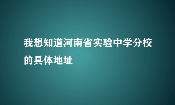 我想知道河南省实验中学分校的具体地址