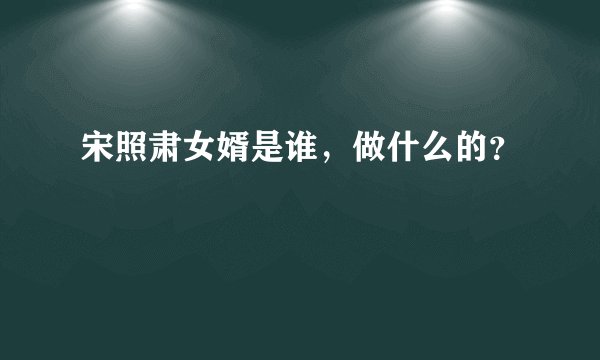 宋照肃女婿是谁，做什么的？