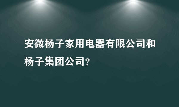 安微杨子家用电器有限公司和杨子集团公司?