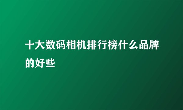 十大数码相机排行榜什么品牌的好些