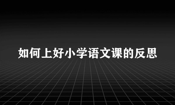 如何上好小学语文课的反思