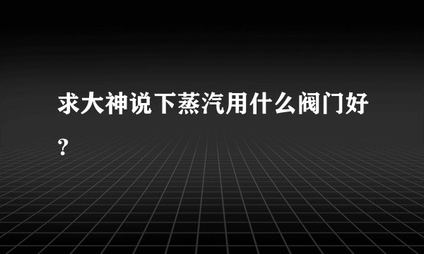 求大神说下蒸汽用什么阀门好？