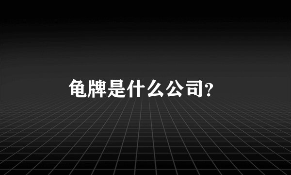 龟牌是什么公司？