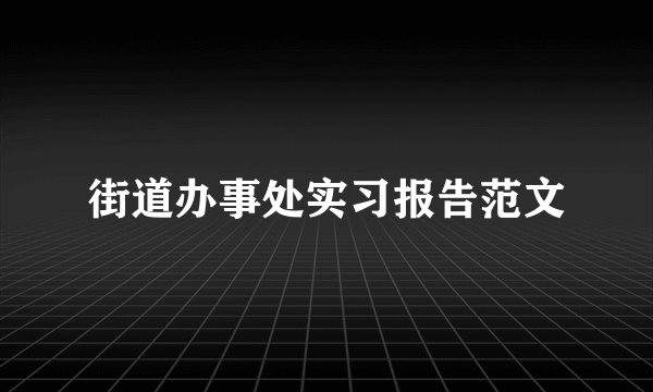 街道办事处实习报告范文