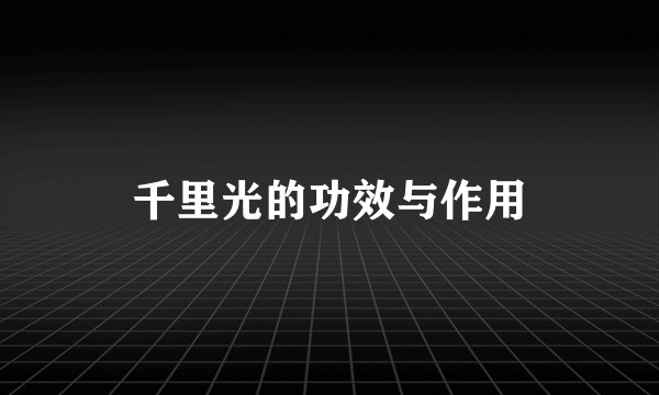 千里光的功效与作用