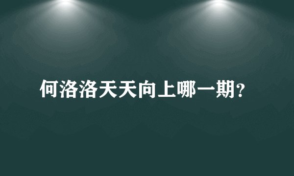 何洛洛天天向上哪一期？