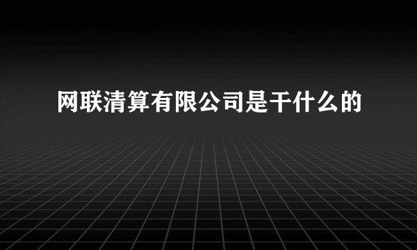 网联清算有限公司是干什么的