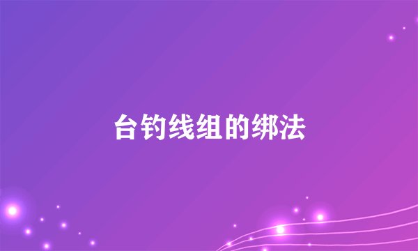 台钓线组的绑法