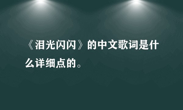 《泪光闪闪》的中文歌词是什么详细点的。